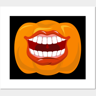 Halloween mouth on pumpkin funny Posters and Art